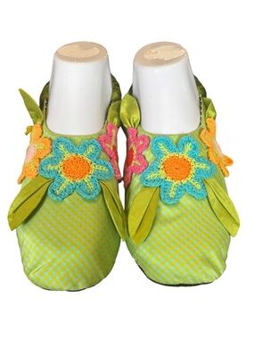 Goody Goody Bon Bon Floral Embroidered Slipper Booties Child XL Women 7